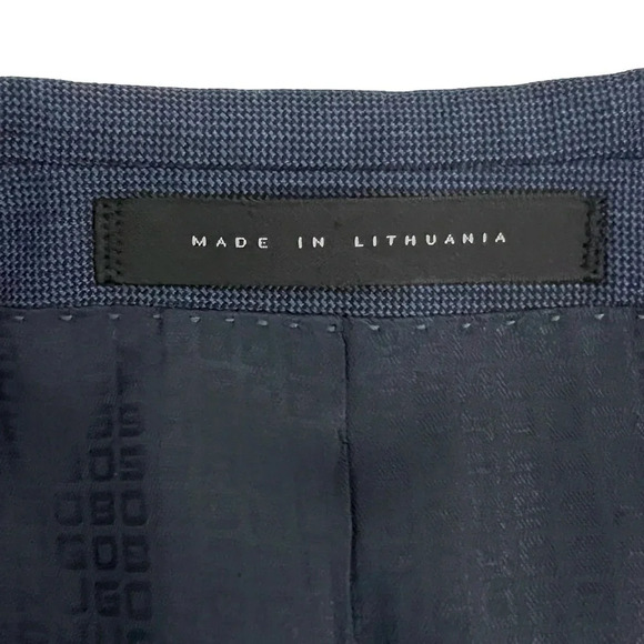 Hugo Boss Blue Micro Check Suit Jacket Blazer Coat Super 100 Modern Fit Men 42 L - Picture 7 of 12